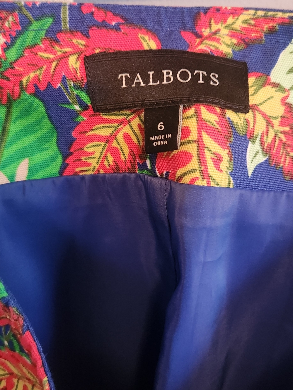 Talbots Blue Floral-Lined Skirt - Picture 3 of 3